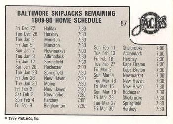 1989-90 ProCards AHL #87 Team Photo Back