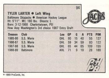 1989-90 ProCards AHL #94 Tyler Larter Back