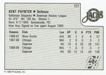 1989-90 ProCards AHL #101 Kent Paynter Back