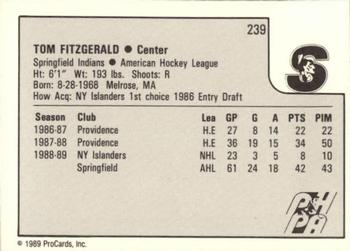 1989-90 ProCards AHL #239 Tom Fitzgerald Back