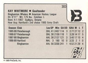 1989-90 ProCards AHL #303 Kay Whitmore Back