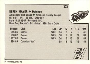 1989-90 ProCards AHL #329 Derek Mayer Back