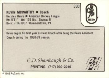 1989-90 ProCards AHL #360 Kevin McCarthy Back