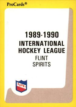 1989-90 ProCards IHL #24 Flint Spirits Checklist Front
