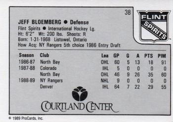 1989-90 ProCards IHL #38 Jeff Bloemberg Back