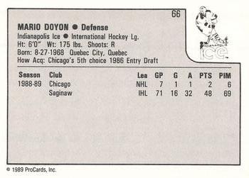 1989-90 ProCards IHL #66 Mario Doyon Back