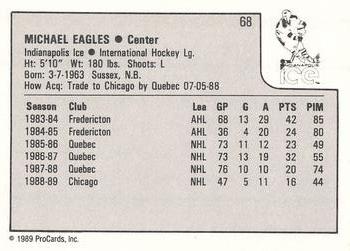 1989-90 ProCards IHL #68 Mike Eagles Back