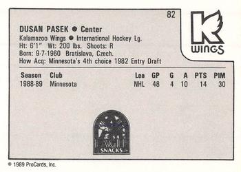 1989-90 ProCards IHL #82 Dusan Pasek Back
