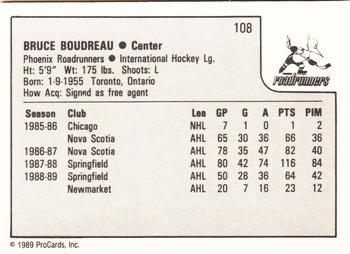 1989-90 ProCards IHL #108 Bruce Boudreau Back