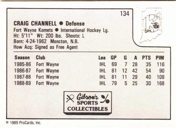 1989-90 ProCards IHL #134 Craig Channell Back