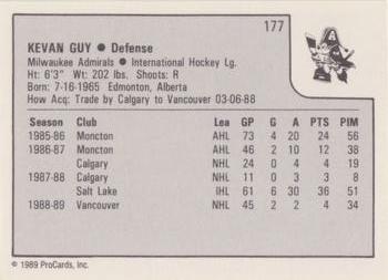 1989-90 ProCards IHL #177 Kevan Guy Back
