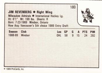 1989-90 ProCards IHL #180 Jim Revenberg Back