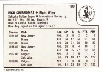1989-90 ProCards IHL #198 Rich Chernomaz Back
