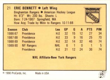 1990-91 ProCards AHL/IHL #21 Rick Bennett Back