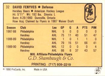 1990-91 ProCards AHL/IHL #32 Dave Fenyves Back