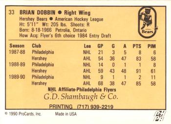 1990-91 ProCards AHL/IHL #33 Brian Dobbin Back