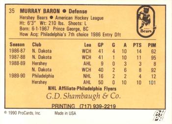 1990-91 ProCards AHL/IHL #35 Murray Baron Back