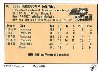 1990-91 ProCards AHL/IHL #60 John Ferguson Back