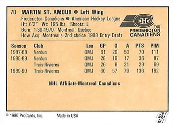 1990-91 ProCards AHL/IHL #70 Martin St. Amour Back