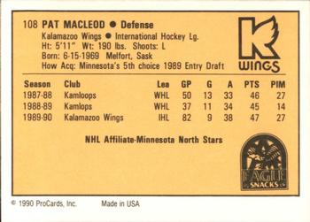 1990-91 ProCards AHL/IHL #108 Pat MacLeod Back