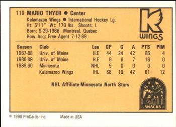 1990-91 ProCards AHL/IHL #119 Mario Thyer Back