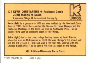 1990-91 ProCards AHL/IHL #121 Kevin Constantine / John Marks Back