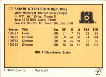 1990-91 ProCards AHL/IHL #123 Shayne Stevenson Back
