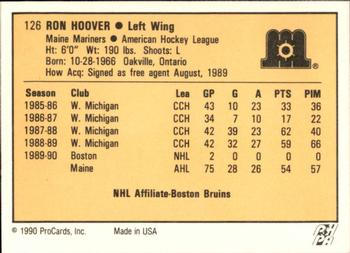 1990-91 ProCards AHL/IHL #126 Ron Hoover Back