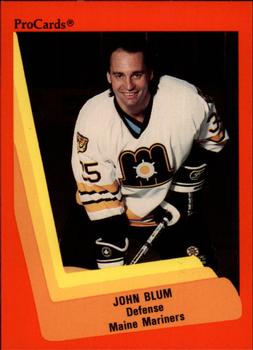 1990-91 ProCards AHL/IHL #128 John Blum Front