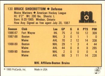 1990-91 ProCards AHL/IHL #130 Bruce Shoebottom Back