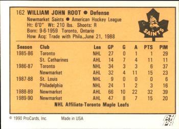 1990-91 ProCards AHL/IHL #162 Bill Root Back