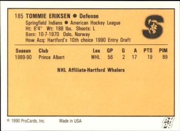 1990-91 ProCards AHL/IHL #185 Tommie Eriksen Back