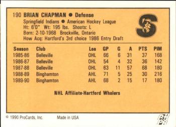 1990-91 ProCards AHL/IHL #190 Brian Chapman Back