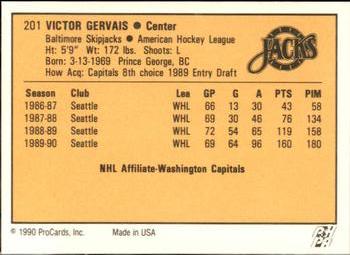 1990-91 ProCards AHL/IHL #201 Victor Gervais Back