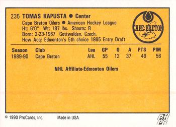 1990-91 ProCards AHL/IHL #235 Tomas Kapusta Back