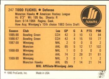 1990-91 ProCards AHL/IHL #247 Todd Flichel Back