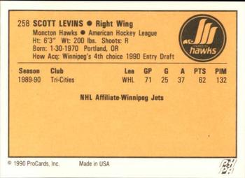 1990-91 ProCards AHL/IHL #258 Scott Levins Back