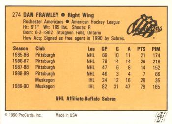 1990-91 ProCards AHL/IHL #274 Dan Frawley Back