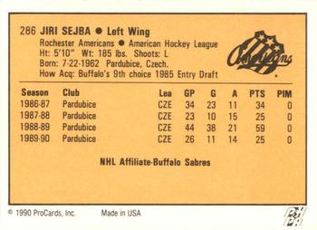 1990-91 ProCards AHL/IHL #286 Jiri Sejba Back