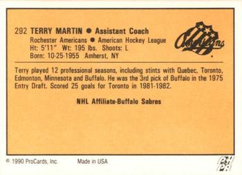 1990-91 ProCards AHL/IHL #292 Terry Martin Back