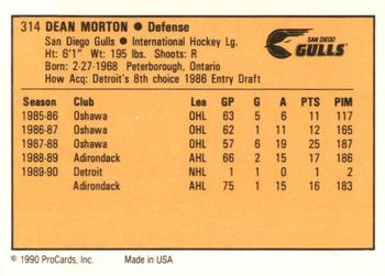 1990-91 ProCards AHL/IHL #314 Dean Morton Back