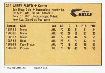 1990-91 ProCards AHL/IHL #319 Larry Floyd Back