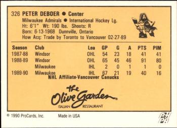 1990-91 ProCards AHL/IHL #326 Peter DeBoer Back