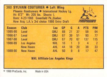 1990-91 ProCards AHL/IHL #360 Sylvain Couturier Back