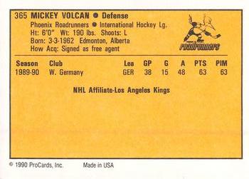 1990-91 ProCards AHL/IHL #365 Mickey Volcan Back