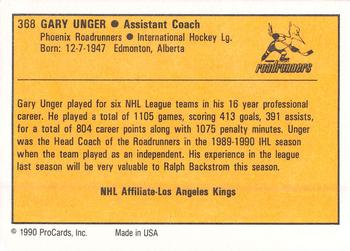 1990-91 ProCards AHL/IHL #368 Garry Unger Back