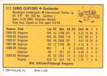 1990-91 ProCards AHL/IHL #372 Chris Clifford Back