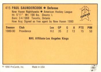 1990-91 ProCards AHL/IHL #415 Paul Saundercock Back