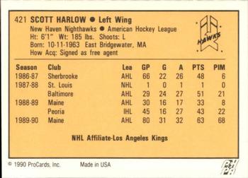 1990-91 ProCards AHL/IHL #421 Scott Harlow Back