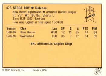 1990-91 ProCards AHL/IHL #426 Serge Roy Back